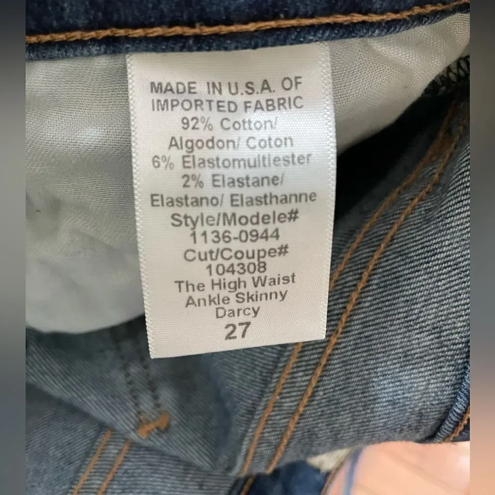 Current/Elliot The High Waist Ankle Skinny Jeans in Darcy Size 27